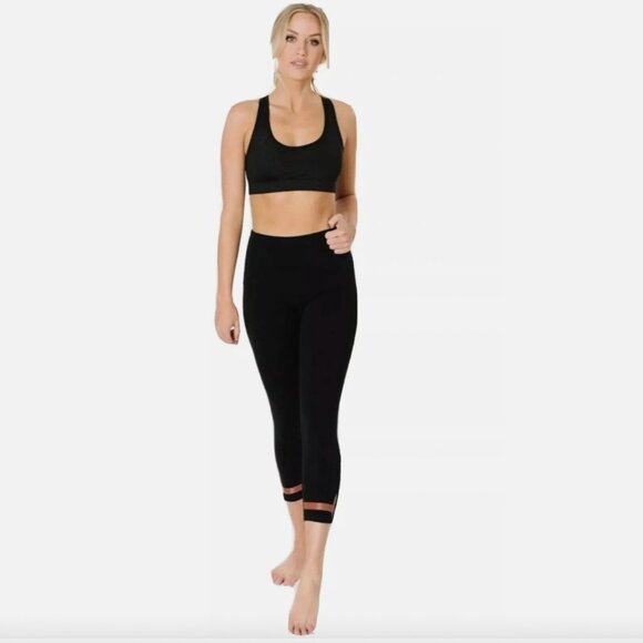 Zyia Active Medium M 6-8 Black Orange Strap Crop Deluxe High Rise 7/8 Leggings - Picture 5 of 7